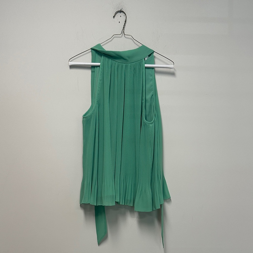 Veronica Beard Green Sleeveless Pleated Top